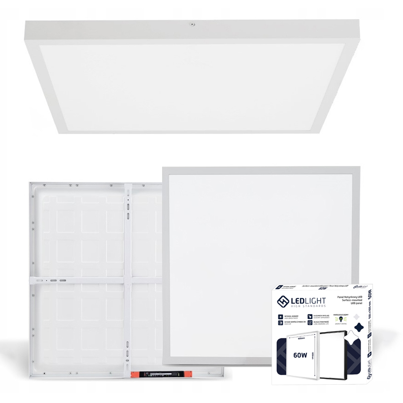 LEDLIGHT Plafon led panel natynkowy niemrugający biały ccd neutralny 60x60cm 60w