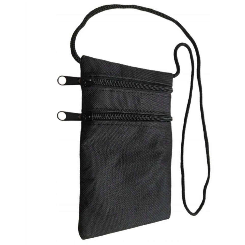 Etui saszetka paszportówka na szyję dokumenty gruby sznur 2 kieszenie - obrazek 3