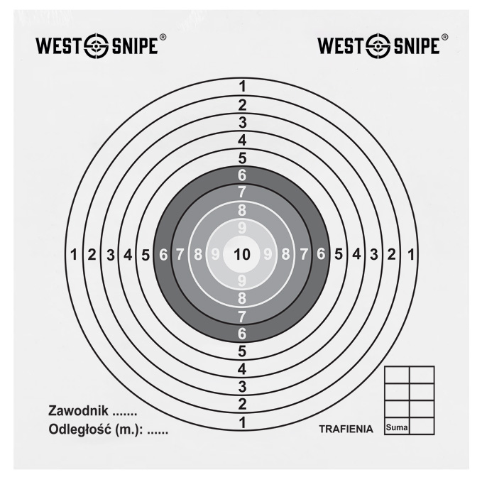 WESTSNIPE® Tarcze strzeleckie grube numerowane 140x140mm zestaw 100szt - obrazek 2