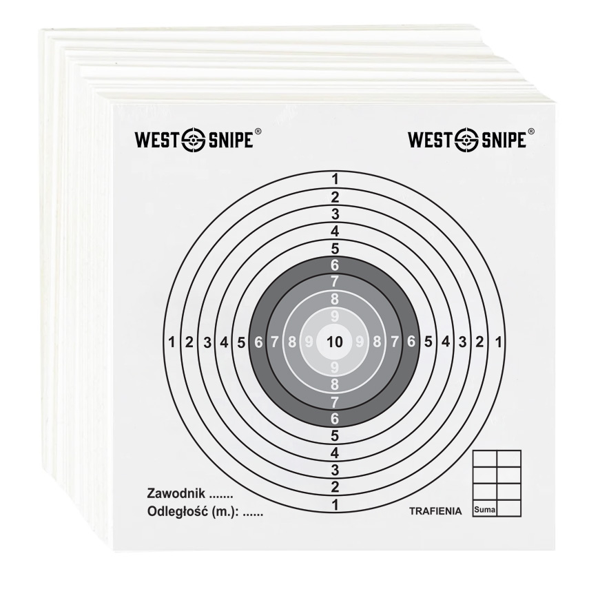 WESTSNIPE® Tarcze strzeleckie grube numerowane 140x140mm zestaw 100szt