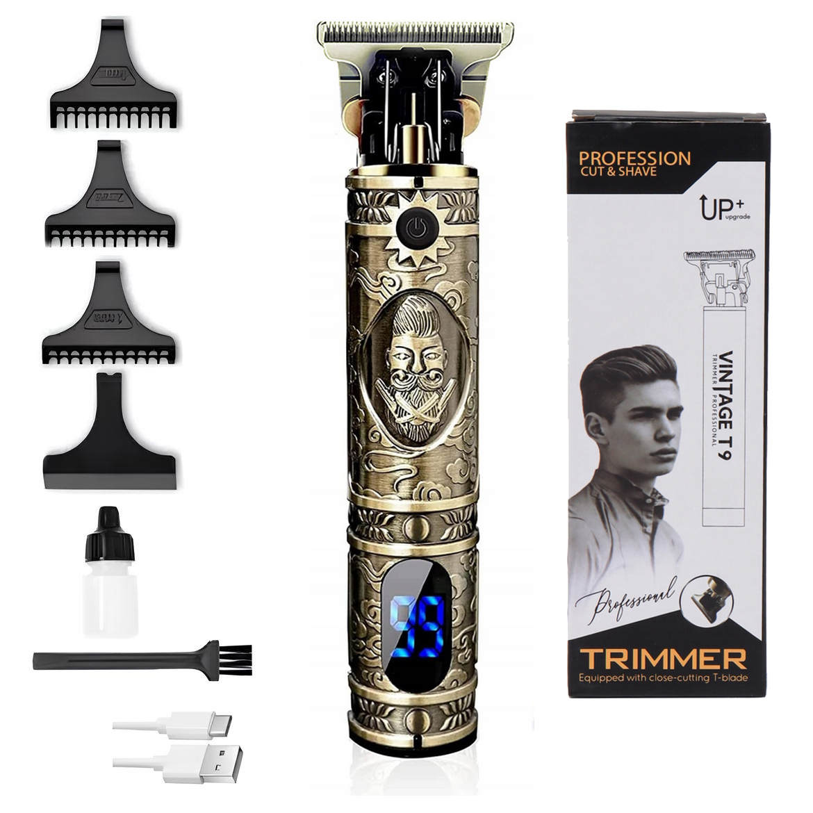 Trymer do strzyżenia golenia włosów brody maszynka lcd usb