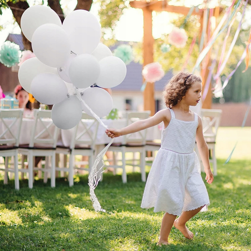 Balony białe ślubne pastelowe na komunię chrzciny dekoracja zestaw 15cm 100szt - obrazek 6