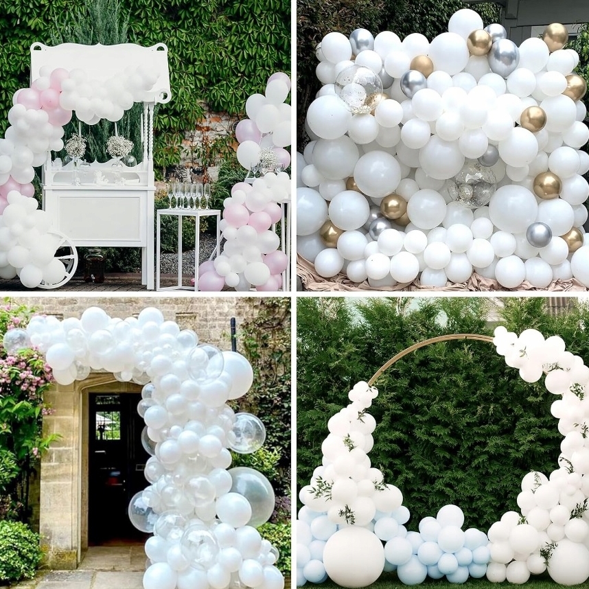 Balony białe ślubne pastelowe na komunię chrzciny dekoracja zestaw 15cm 100szt - obrazek 5