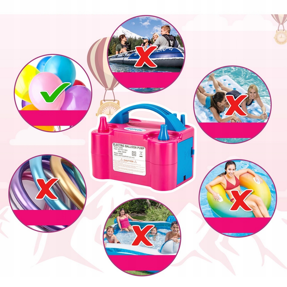 Elektryczna pompka do balonów z podwójnym otworem pompowania podwójna - obrazek 3
