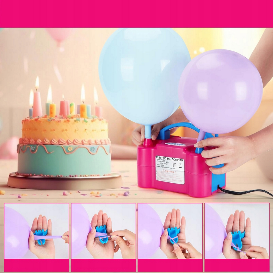 Elektryczna pompka do balonów z podwójnym otworem pompowania podwójna - obrazek 6