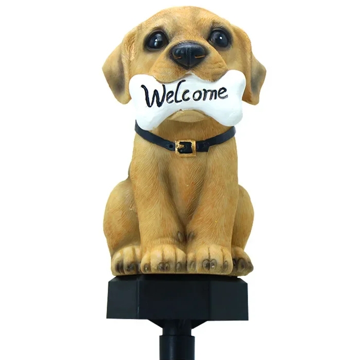 Lampa solarna led świecąca pies wbijana wodoodporna ozdoba ogrodowa panel solar lampion 41cm - obrazek 2