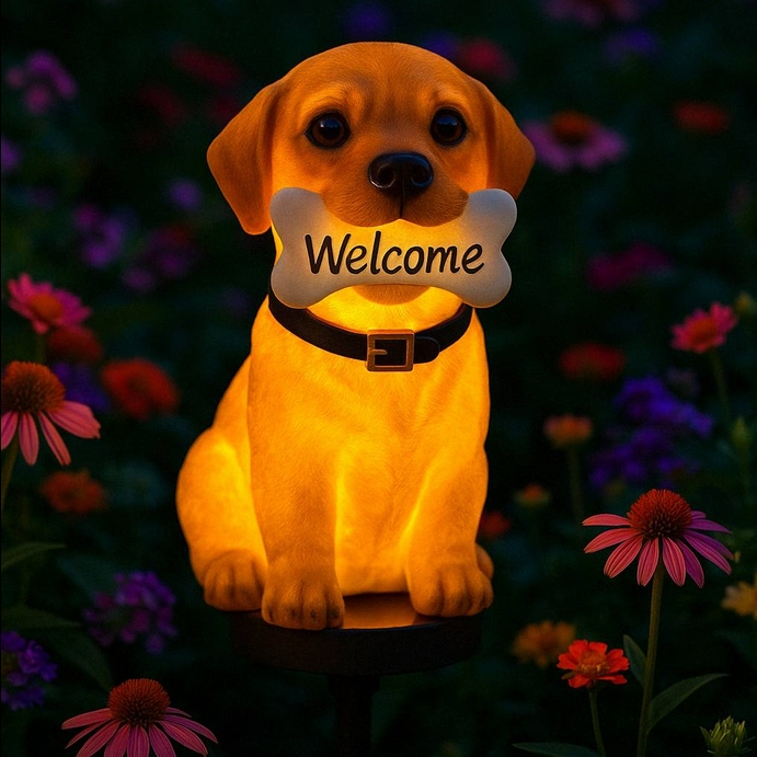 Lampa solarna led świecąca pies wbijana wodoodporna ozdoba ogrodowa panel solar lampion 41cm - obrazek 6