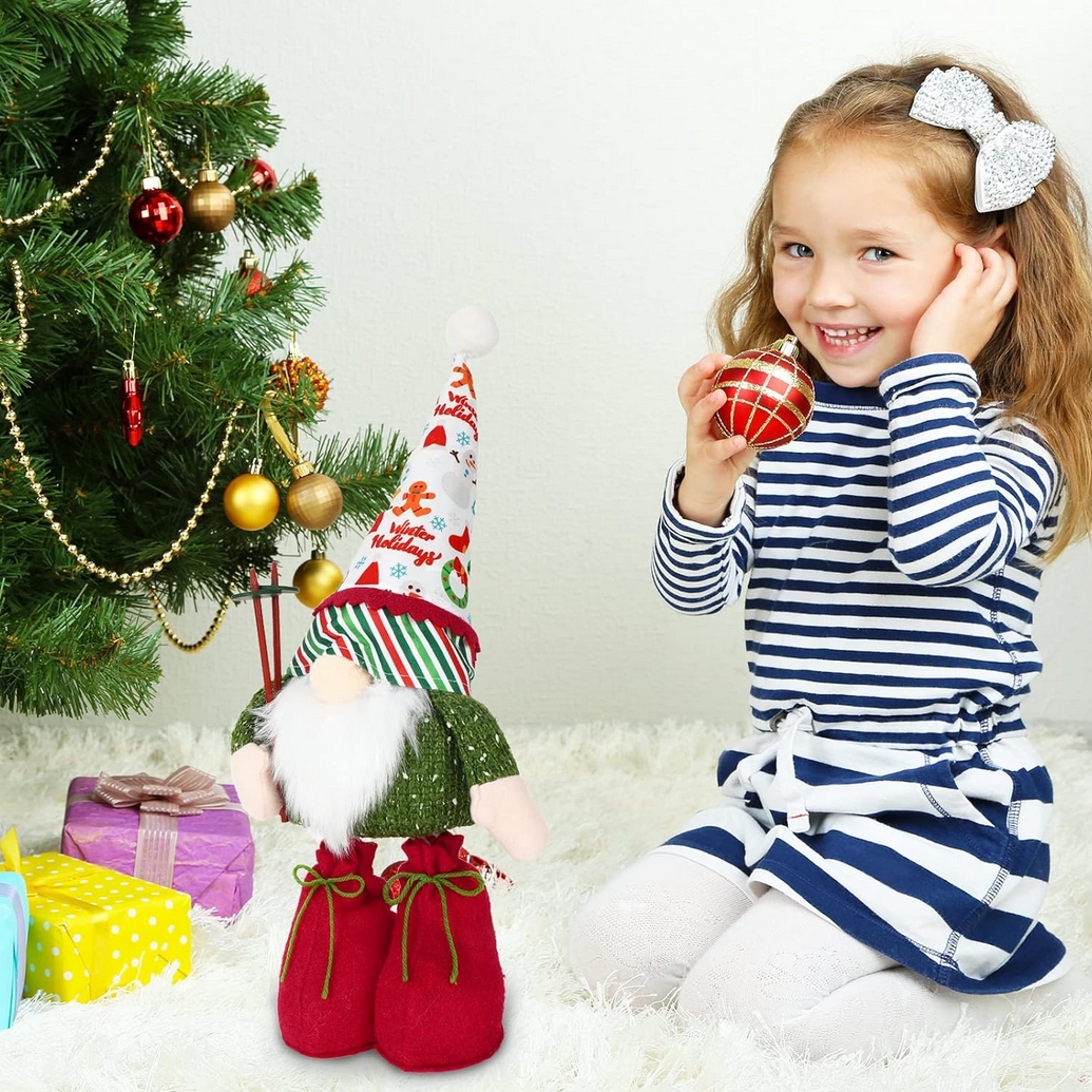 Krasnal skrzat gnom narciarz świąteczny teleskopowy figurka dekoracja ozdoba 54cm - obrazek 5