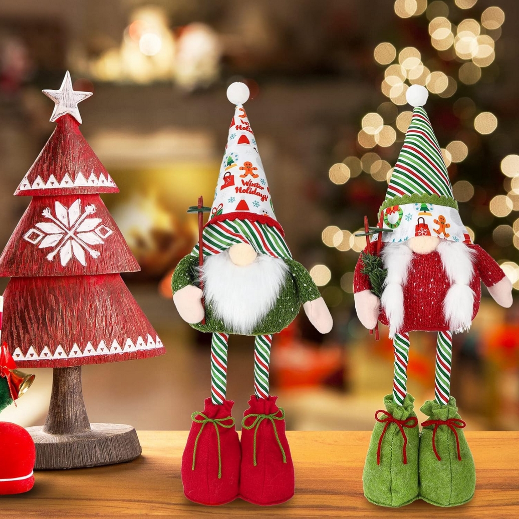 Krasnal skrzat gnom narciarz świąteczny teleskopowy figurka dekoracja ozdoba 54cm - obrazek 6