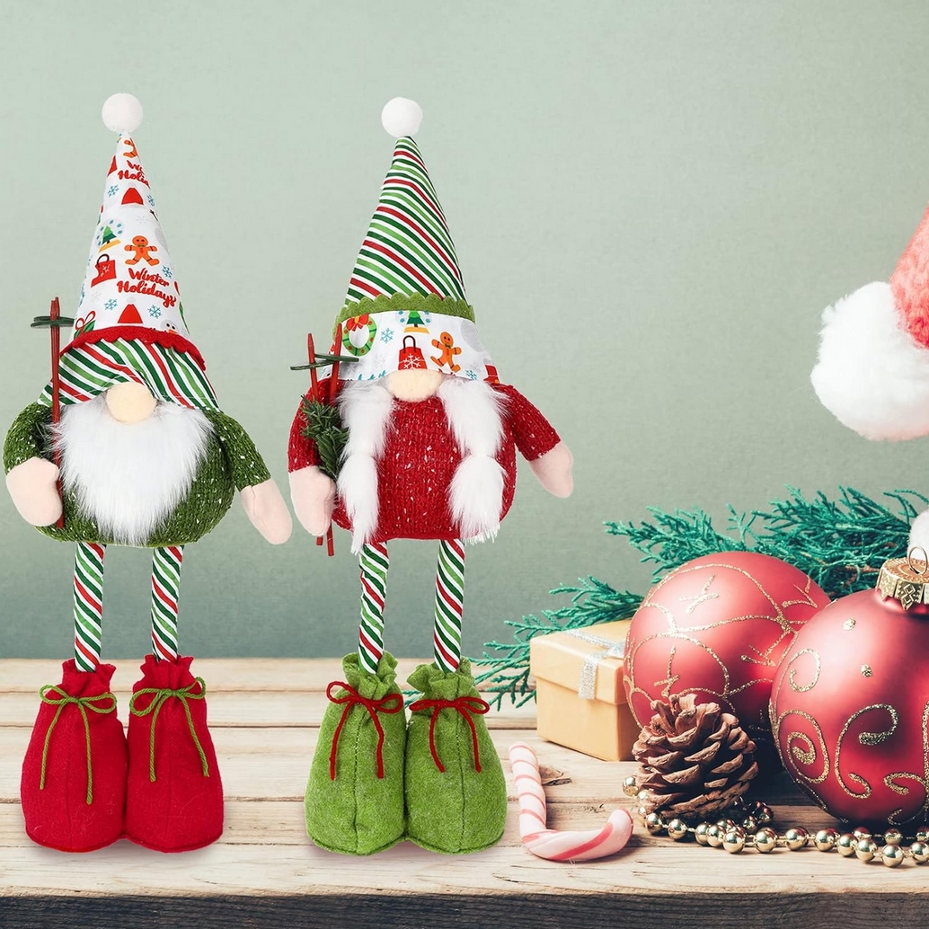 Krasnal skrzat gnom narciarz świąteczny teleskopowy figurka dekoracja ozdoba 54cm - obrazek 7