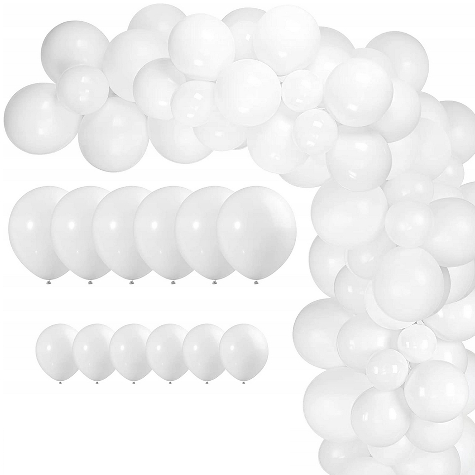 Balony białe ślubne pastelowe na komunię chrzciny dekoracja zestaw 15cm 100szt