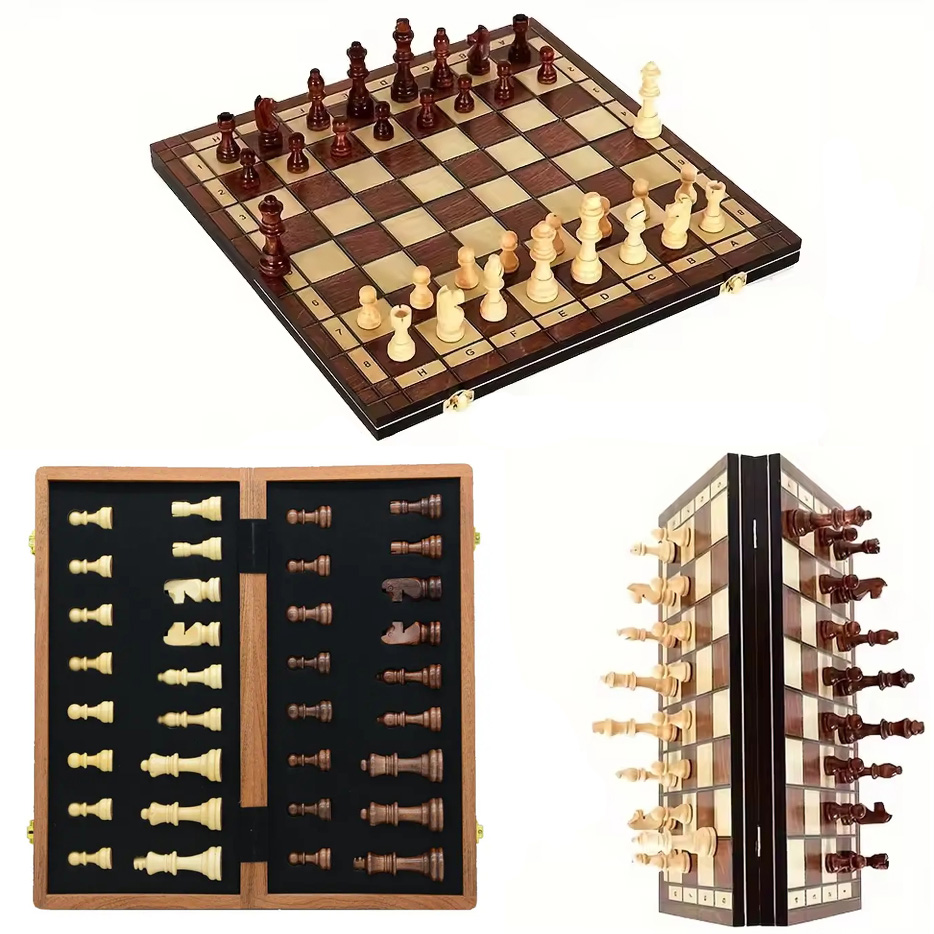 Szachy magnetyczne drewniane turniejowe zestaw do gry premium xl 44x44cm