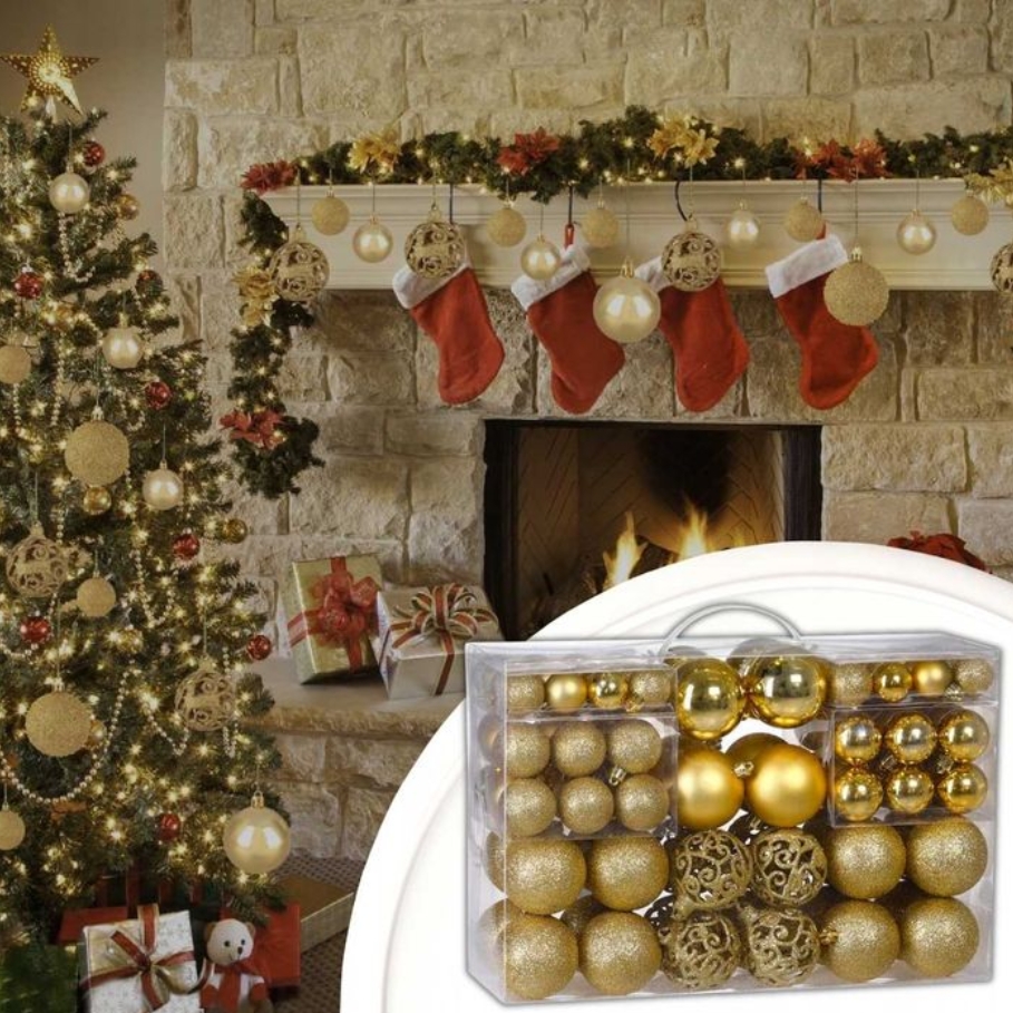 Bombki choinkowe na choinkę złote ozdoba świąteczna gwiazda zestaw premium xxl zestaw 100szt - obrazek 3