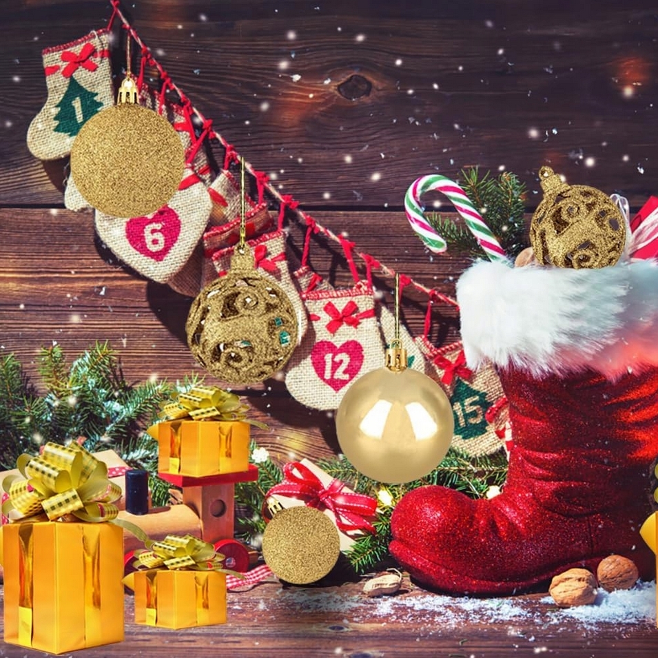 Bombki choinkowe na choinkę złote ozdoba świąteczna gwiazda zestaw premium xxl zestaw 100szt - obrazek 6