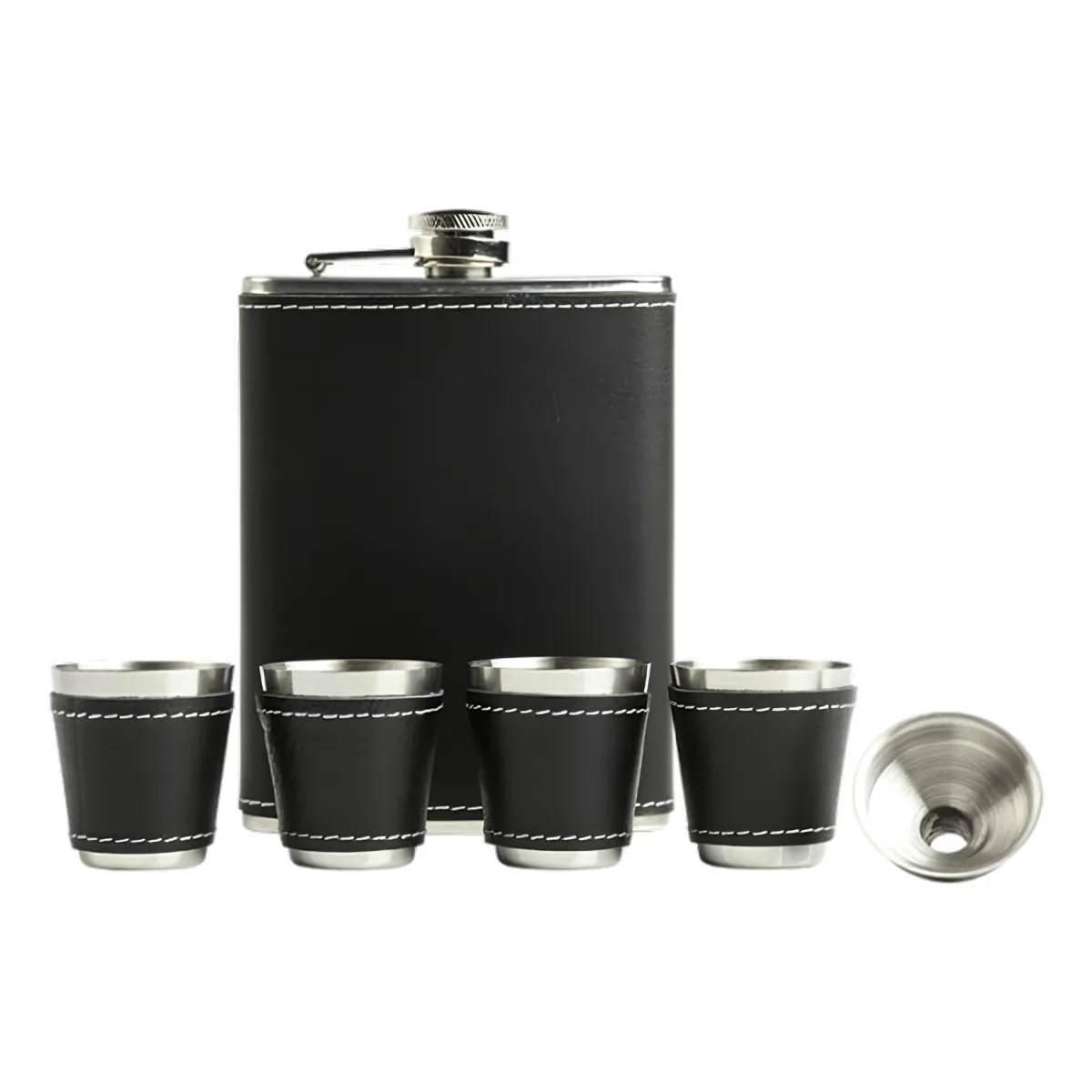 Piersiówka metalowa 270ml kieliszki turystyczne 4szt lejek etui zestaw outlet - obrazek 2