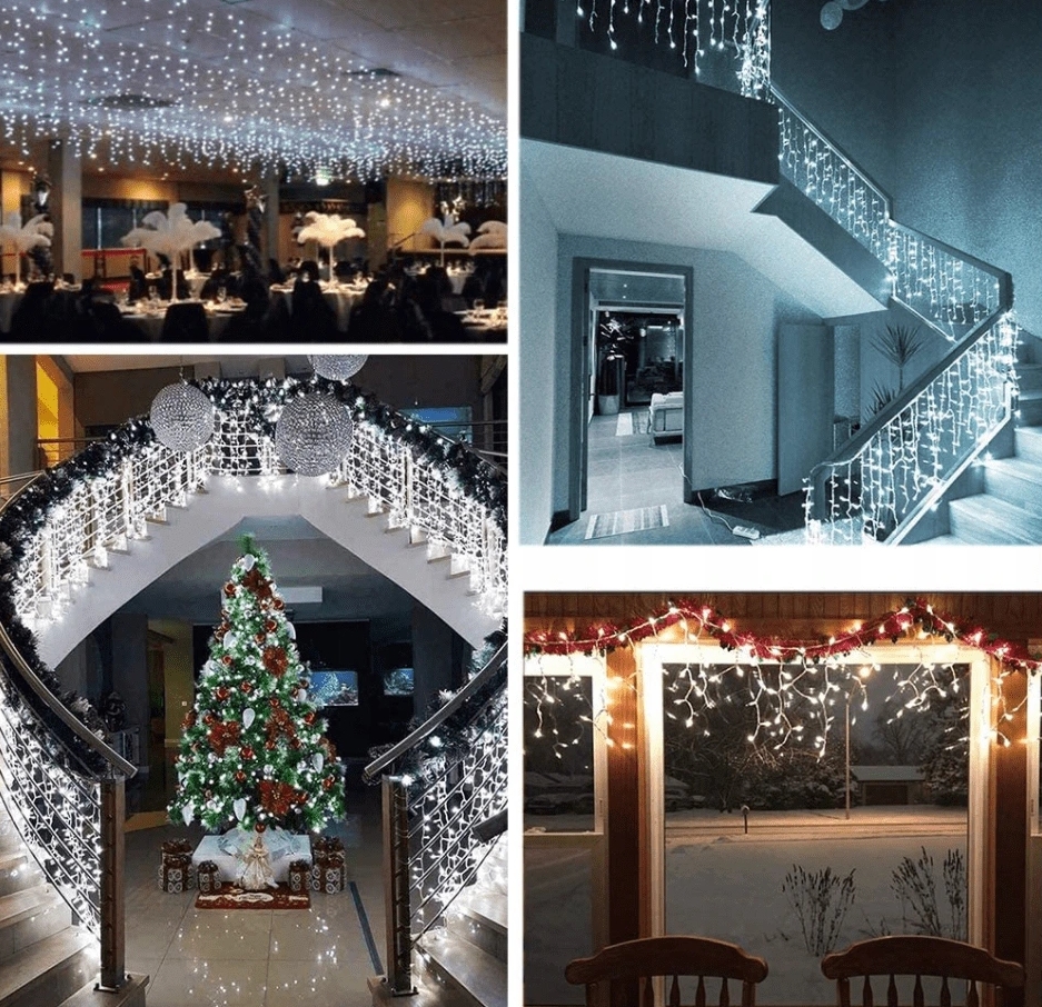 Sople 500 led grube zewnętrzne lampki biały zimny ip44 programator 8 trybów 17m premium - obrazek 4