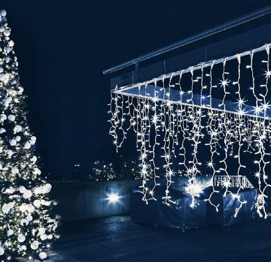 Sople 500 led grube zewnętrzne lampki biały zimny ip44 programator 8 trybów 17m premium - obrazek 6