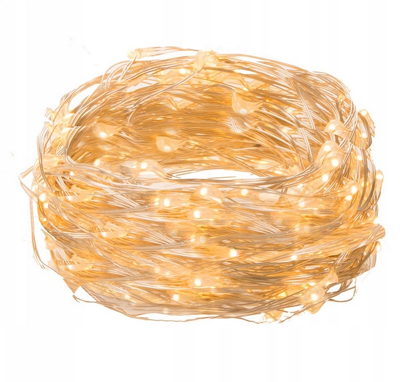 Lampki drucik druciki 50 led na baterie biały ciepły 2x aa