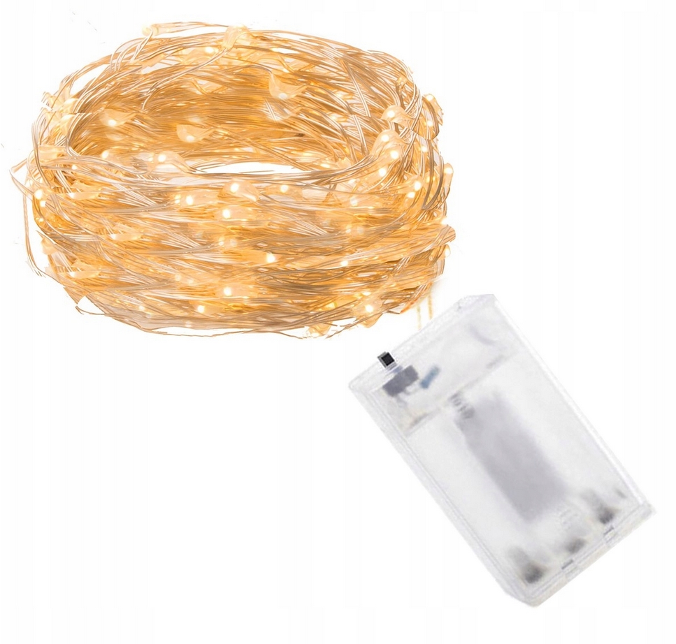Lampki drucik druciki 50 led na baterie biały ciepły 2x aa - obrazek 2