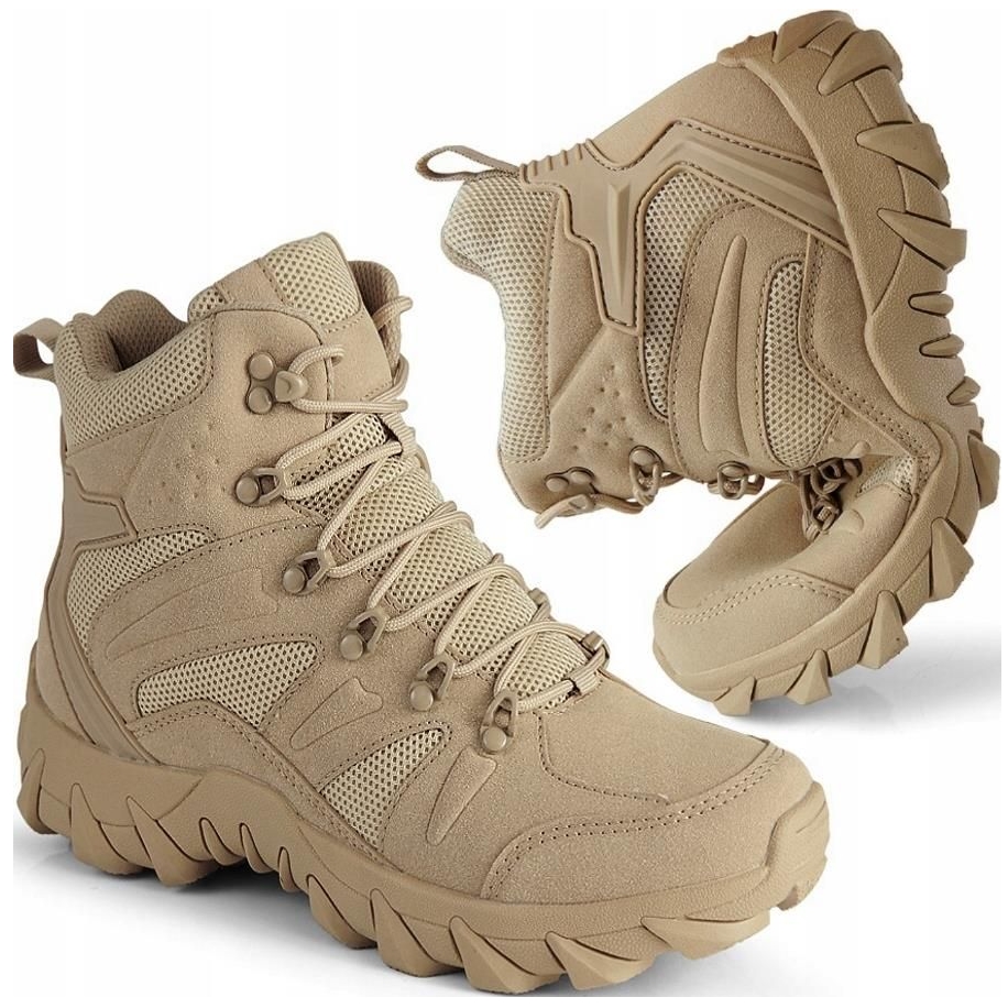 FOXTER® Buty trekkingowe taktyczne wojskowe wodoodporne khaki rozmiar 42