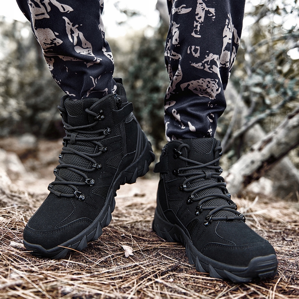 FOXTER® Buty trekkingowe taktyczne wojskowe wodoodporne czarne rozmiar 41 - obrazek 3