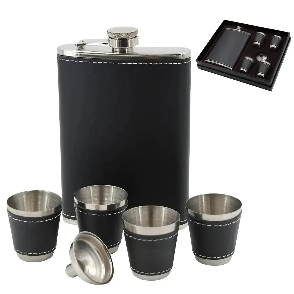 Piersiówka metalowa 270ml kieliszki turystyczne 4szt lejek etui zestaw outlet