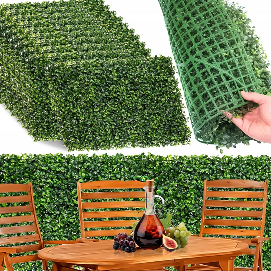 Sztuczny żywopłot siatka cieniująca płot maskująca osłona bluszcz bukszpan na balkon 60x40cm