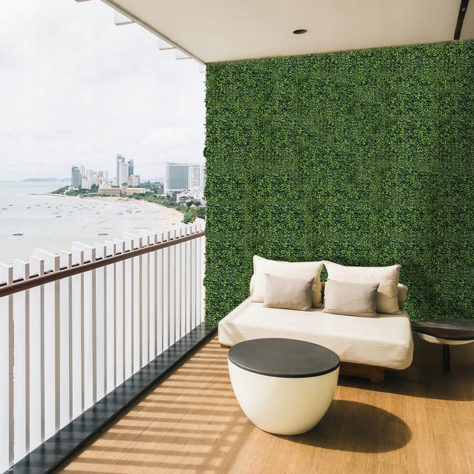 Sztuczny żywopłot siatka cieniująca płot maskująca osłona bluszcz bukszpan na balkon 60x40cm - obrazek 3