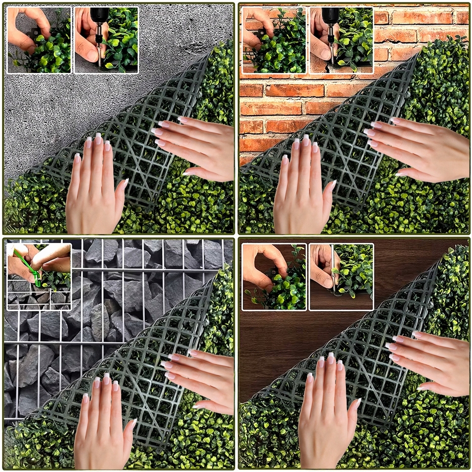 Sztuczny żywopłot siatka cieniująca płot maskująca osłona bluszcz bukszpan na balkon 60x40cm - obrazek 4