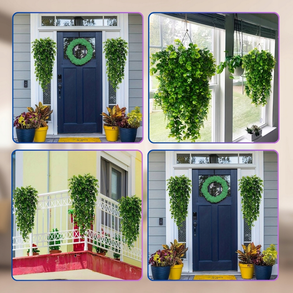 Sztuczne kwiaty wiszące zielony eukaliptus dekoracyjne na ślub imprezę 80cm - obrazek 8