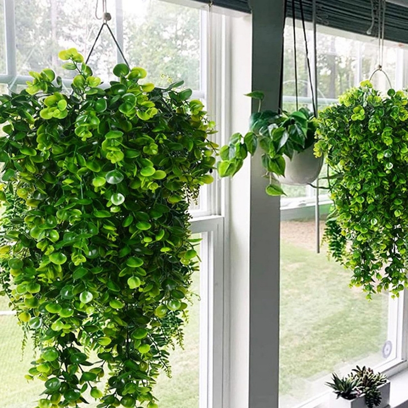 Sztuczne kwiaty wiszące zielony eukaliptus dekoracyjne na ślub imprezę 80cm - obrazek 5