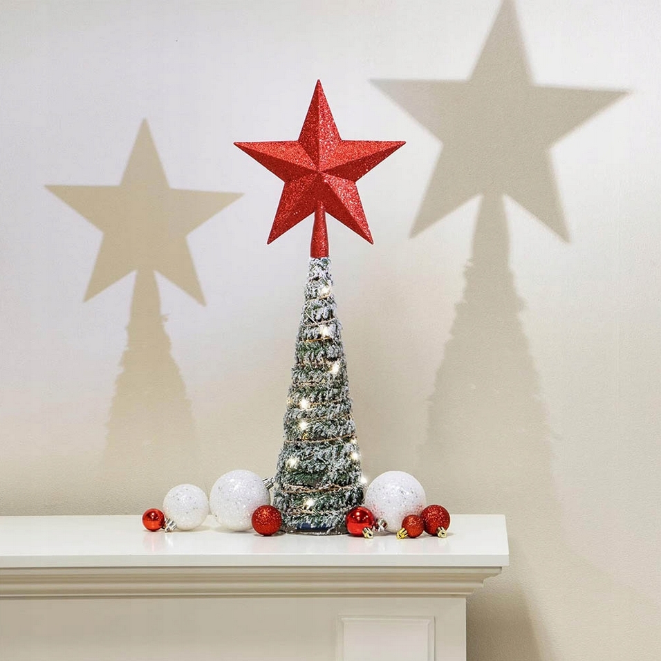 Gwiazda na choinkę czubek choinkowy czerwony dekoracja ozdoba świąteczna 19cm - obrazek 3