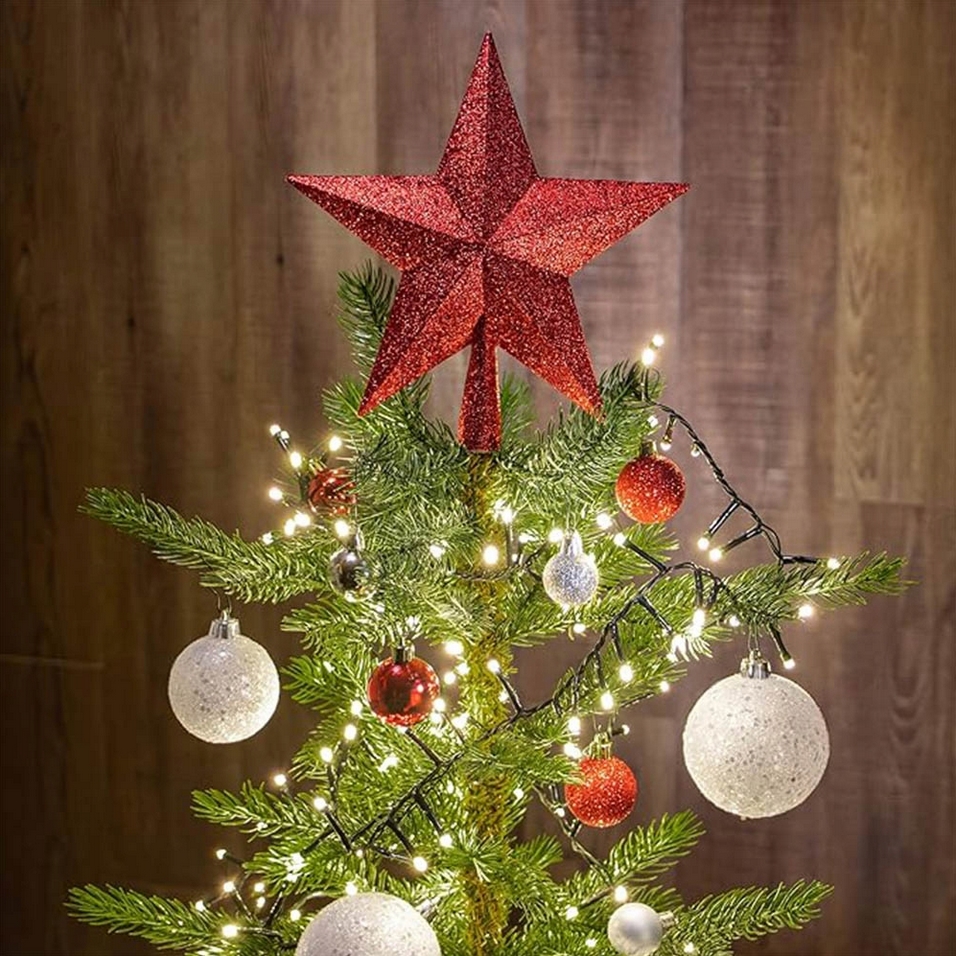 Gwiazda na choinkę czubek choinkowy czerwony dekoracja ozdoba świąteczna 19cm - obrazek 4