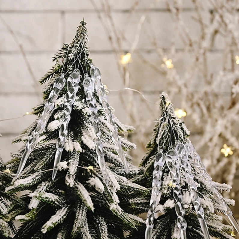Sople na choinkę do stroika imitacja lodu zawieszki bombki dekoracja ozdoba świąteczna 12szt - obrazek 6