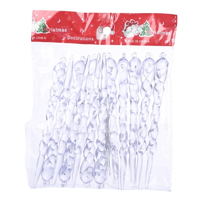 Sople na choinkę do stroika imitacja lodu zawieszki bombki dekoracja ozdoba świąteczna 12szt - obrazek 7