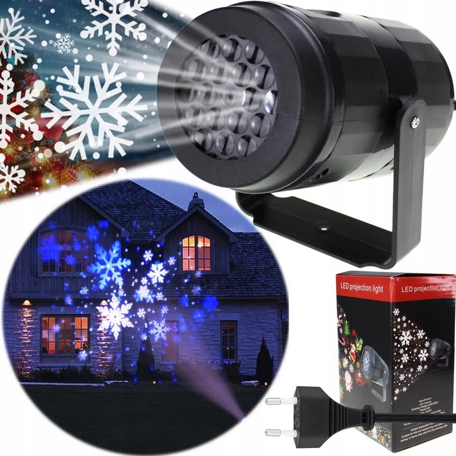 Projektor led świąteczny laserowy reflektor rzutnik śnieg ozdoba świąteczna