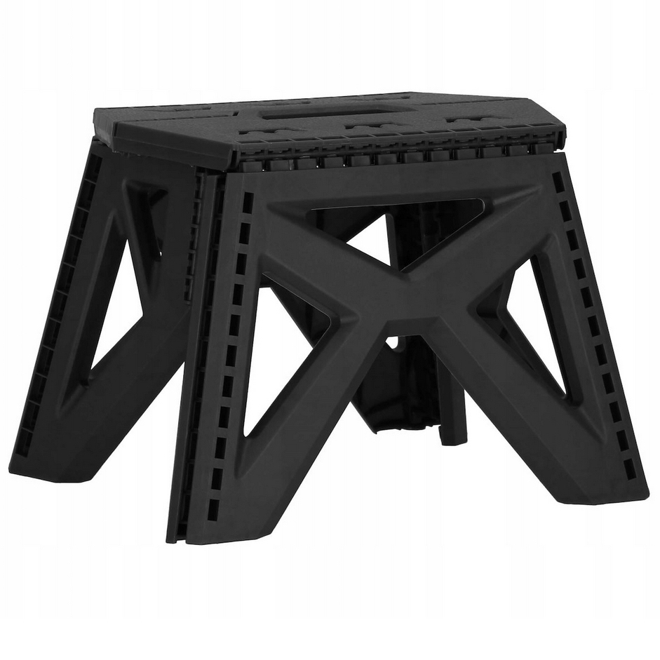 Stołek składany czarny taboret podest rozkładany uchwyt krzesełko - obrazek 3