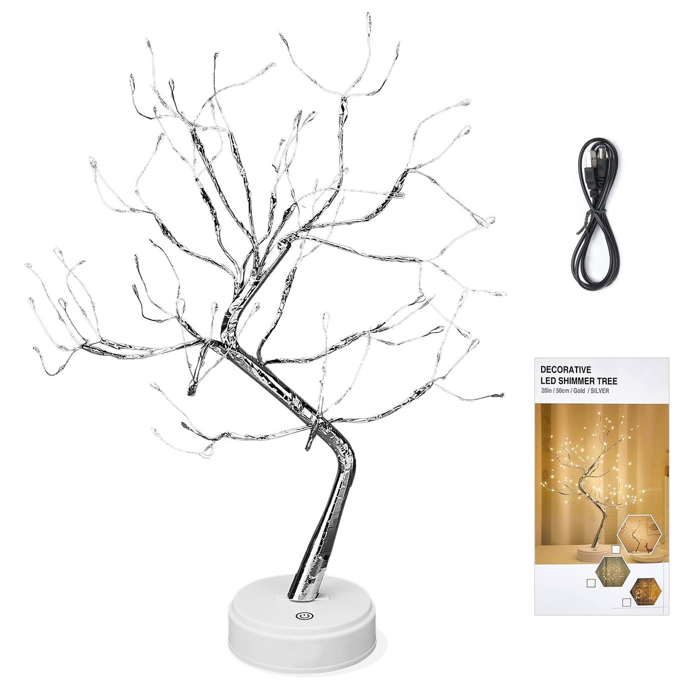 Świecące drzewko świąteczne 108 led bonsai lampka nocna programator biały ciepły dekoracja ozdoba 50cm