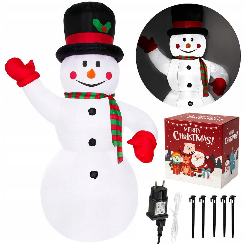 Bałwan dmuchany led samopompujący na zewnątrz xxl 240cm