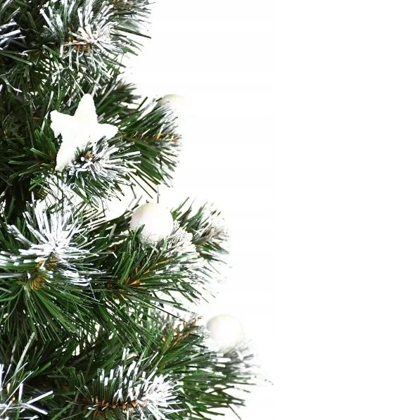 Choinka sztuczna ośnieżona gęsta z dekoracjami bombki gwiazdki jak żywa ozdoba świąteczna zestaw 60cm - obrazek 2