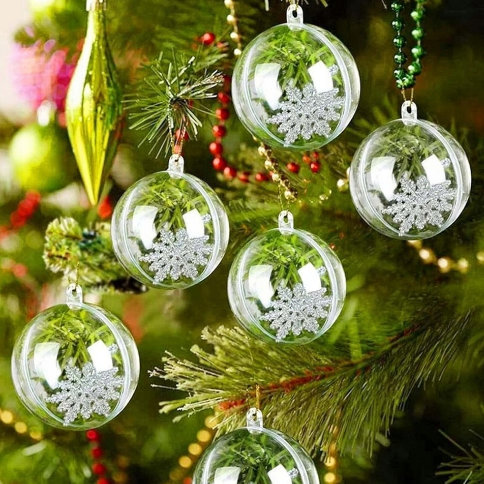 Bombki akrylowe pełne bombka akrylowa kula pełna składana na choinkę ozdoba świąteczna 10cm 10szt - obrazek 4