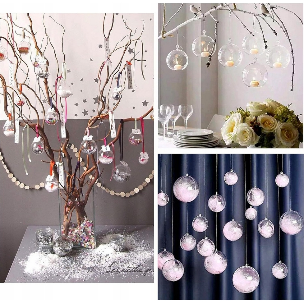 Bombki akrylowe pełne bombka akrylowa kula pełna składana na choinkę ozdoba świąteczna 12cm 5szt - obrazek 9