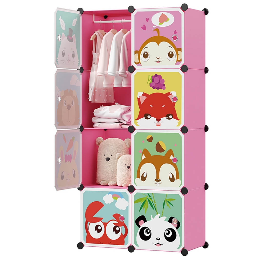 HÖGLER Szafa modułowa szafka regał meble garderoba półki różowa pojemna duża 8 modułów