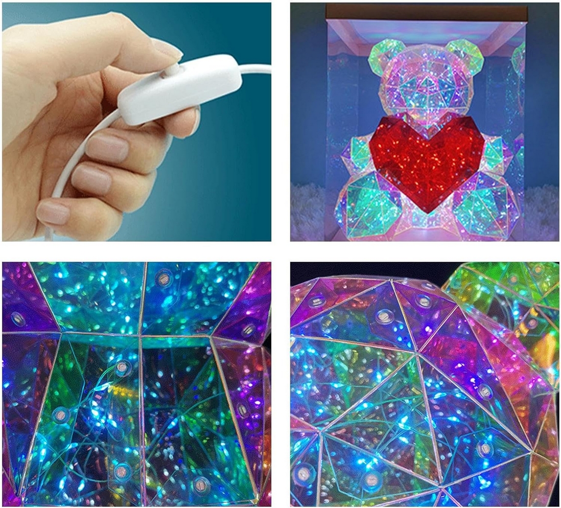 Świecący miś z sercem teddy serce led usb ozdoba prezent + box 25cm - obrazek 10