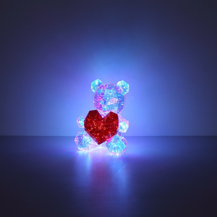 Świecący miś z sercem teddy serce led usb ozdoba prezent + box 25cm - obrazek 4