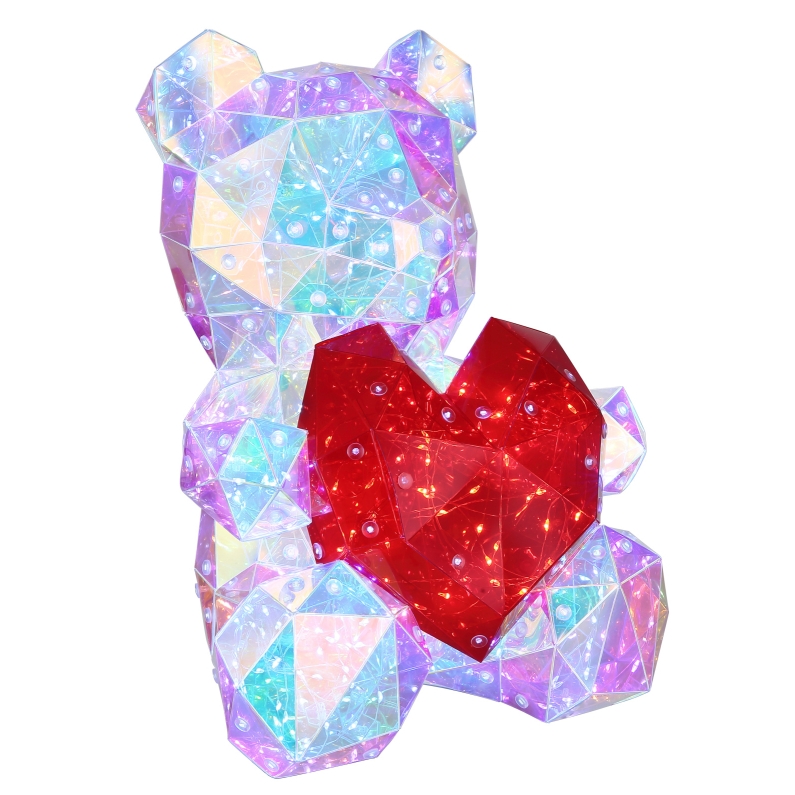 Świecący miś z sercem teddy serce led usb ozdoba prezent + box 40cm - obrazek 11