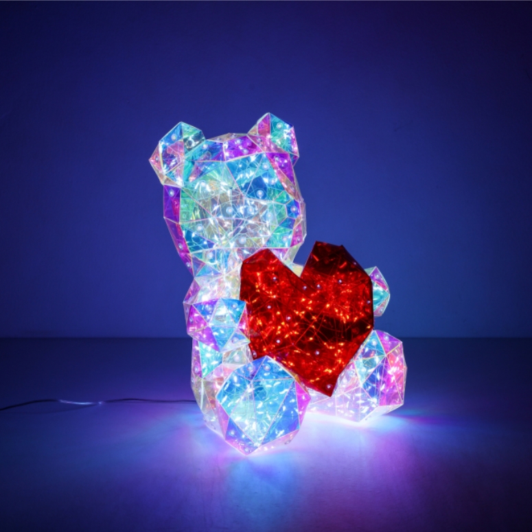 Świecący miś z sercem teddy serce led usb ozdoba prezent + box 40cm - obrazek 2