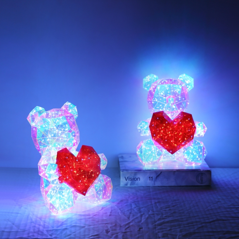 Świecący miś z sercem teddy serce led usb ozdoba prezent + box 25cm - obrazek 3