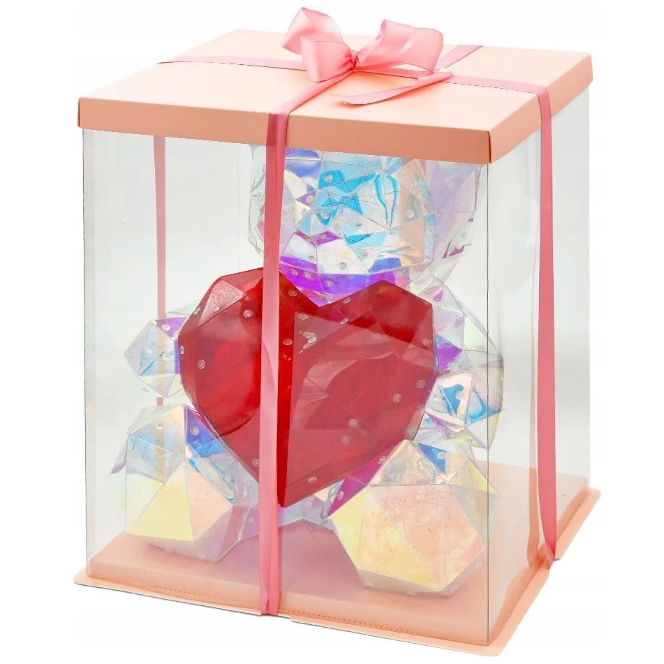 Świecący miś z sercem teddy serce led usb ozdoba prezent + box 25cm - obrazek 9
