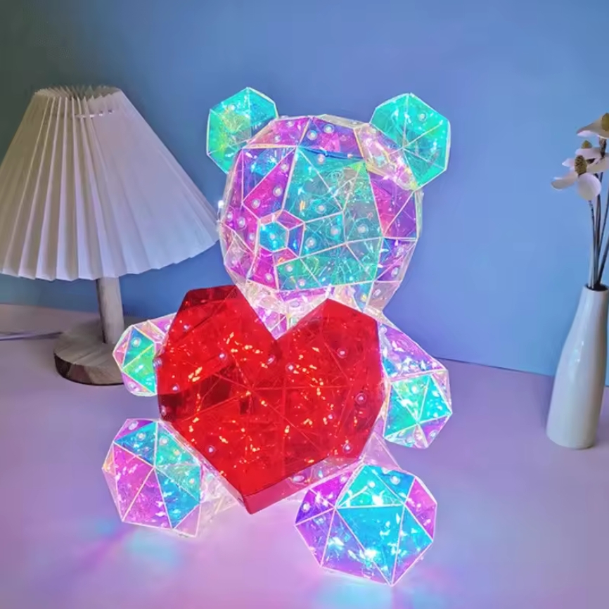 Świecący miś z sercem teddy serce led usb ozdoba prezent + box 40cm - obrazek 7
